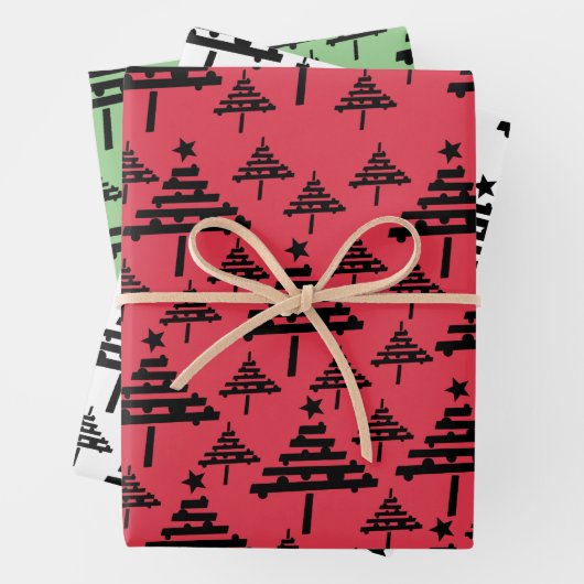 シンプルクリスマスの木のパターン休日 ラッピングペーパーシート (インサイチュ)