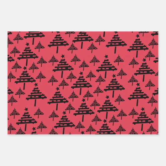 シンプルクリスマスの木のパターン休日 ラッピングペーパーシート (正面)