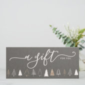 シンプルクリスマスの木のホリデーギフト証明書 (スタンド正面)