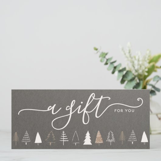 シンプルクリスマスの木のホリデーギフト証明書 (スタンド正面)