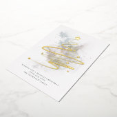 シンプルクリスマスの木の冬の水の色実在 箔シーズンカード (回転した状態)