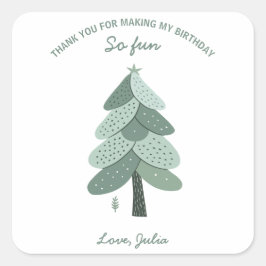 シンプルクリスマスの木誕生日 スクエアシール