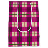シンプルクリスマスの格子模様ピンクの紫市松模様に ミディアムペーパーバッグ (裏面)