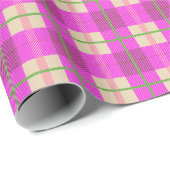 シンプルクリスマスの格子模様ピンクの紫市松模様に ラッピングペーパー (ロールコーナー)