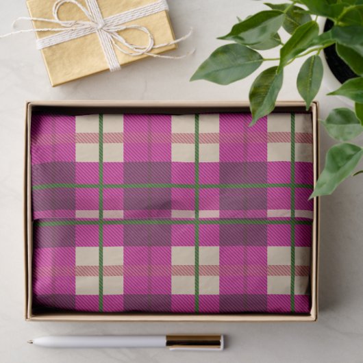 シンプルクリスマスの格子模様ピンクの紫市松模様に 薄葉紙 (ギフト)