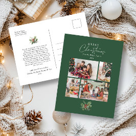 シンプルクリスマスの水の色の葉フォトコラージュ シーズンポストカード