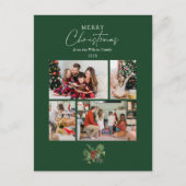 シンプルクリスマスの水の色の葉フォトコラージュ シーズンポストカード (正面)