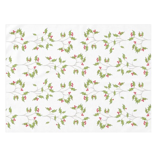 シンプルクリスマスの水の色ホリーベリー緑 テーブルクロス (正面(横))