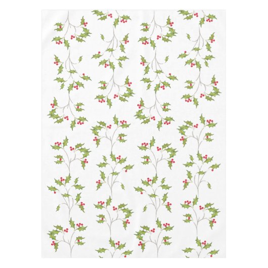 シンプルクリスマスの水の色ホリーベリー緑 テーブルクロス (正面)