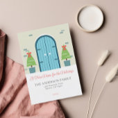 シンプルクリスマスの玄関ドアの移動告知 シーズンポストカード