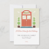 シンプルクリスマスの玄関ドアの移動告知 招待状 (正面)