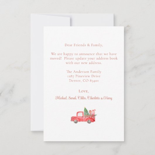 シンプルクリスマスの玄関ドアの移動告知 招待状 (裏面)