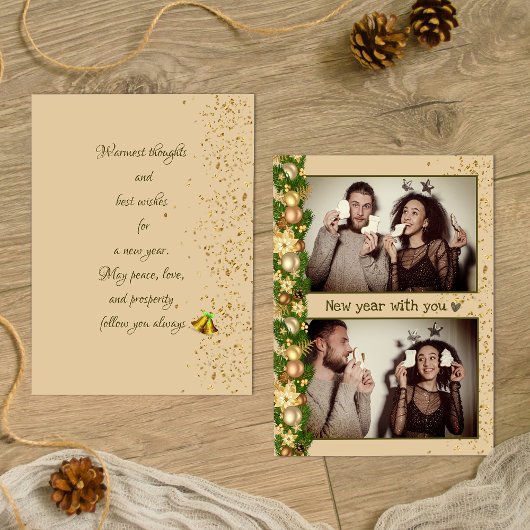 シンプルクリスマスの玉2写真ホリデーカード