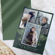 シンプルクリスマスの緑の三枚の写真