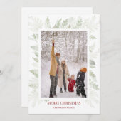 シンプルクリスマスの緑の写真 シーズンカード (正面/裏面)