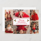 シンプルクリスマスの赤い写真モダンコラージュ シーズンカード (正面/裏面)