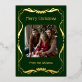 シンプルクリスマスエレガントカードテンプレート休日 箔シーズンカード (正面)