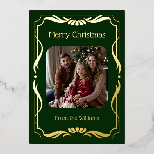 シンプルクリスマスエレガントカードテンプレート休日 箔シーズンカード (正面)