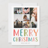 シンプルクリスマスカラフル家族の写真コラージュ シーズンカード (正面)