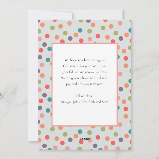 シンプルクリスマスカラフル家族の写真 シーズンカード (裏面)