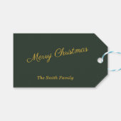 シンプルクリスマスギフトラベルフォレストグリーンと金ゴールド ギフトタグ (正面(横))