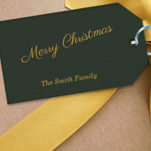 シンプルクリスマスギフトラベルフォレストグリーンと金ゴールド
