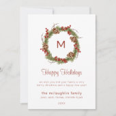 シンプルクリスマスグリーナリーモノグラムホリデーカード 招待状 (正面)