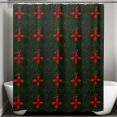 シンプルクリスマスグリーンと赤シャワーカーテン シャワーカーテン