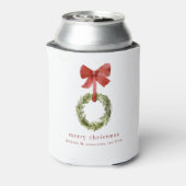 シンプルクリスマスグリーンリースレッドボウ 缶クーラー (缶裏面)