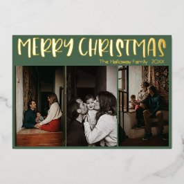 シンプルクリスマスグリーン3枚の写真 |金ゴールド 箔シーズンカード