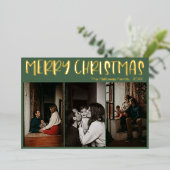 シンプルクリスマスグリーン3枚の写真 |金ゴールド 箔シーズンカード (立ち正面)
