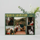 シンプルクリスマスグリーン5枚の写真金ゴールド 箔シーズンカード (立ち正面)
