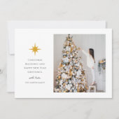 シンプルクリスマススター写真白黒 シーズンカード (正面)