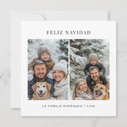 シンプルクリスマススペインの2 Photo Feliz Navidad シーズンカード (正面)