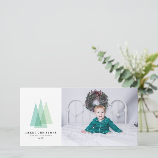 シンプルクリスマスツリーのクリスマスフォトカード シーズンカード (スタンド正面)