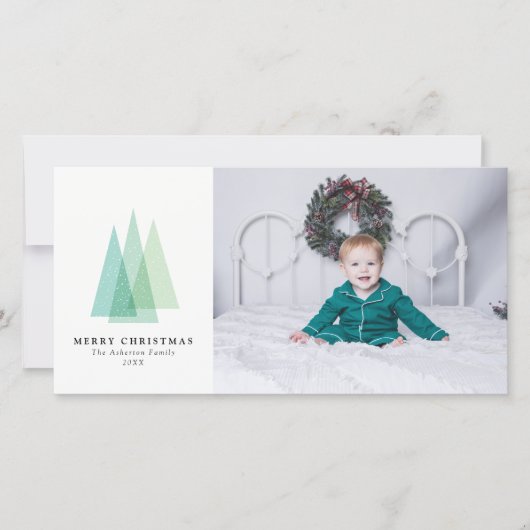 シンプルクリスマスツリーのクリスマスフォトカード シーズンカード (正面)
