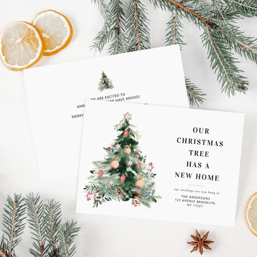 シンプルクリスマスツリーの休日の引越し発表 シーズンカード