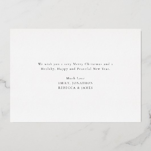 シンプルクリスマスツリーの写真の水の色実在 箔シーズンカード (裏面)