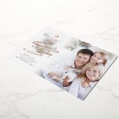 シンプルクリスマスツリーの写真の水の色実在 箔シーズンカード (回転した状態)