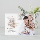 シンプルクリスマスツリーの写真の水の色実在 箔シーズンカード (立ち正面)
