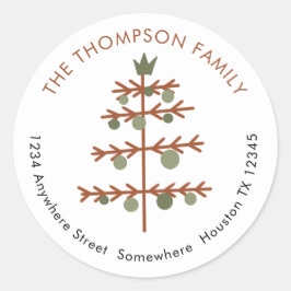 シンプルクリスマスツリーの返品名住所 ラウンドシール