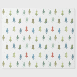 シンプルクリスマスツリーカラフルの水彩模様 ラッピングペーパー