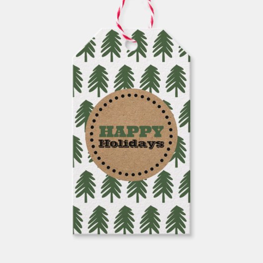 シンプルクリスマスツリーハッピーホリデーズギフトラベル ギフトタグ (正面)