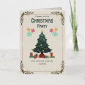 シンプルクリスマスツリーパーティーノンフォトホリデー 箔シーズンカード (正面)