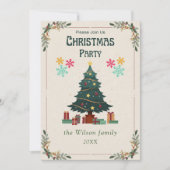 シンプルクリスマスツリーパーティー非写真 シーズンカード (正面)