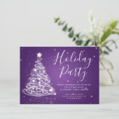 シンプルクリスマスツリーパープルホリデーパーティー 招待状 (スタンド正面)