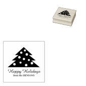 シンプルクリスマスツリーファミリー名スクリプトホリデー ラバースタンプ (押印)