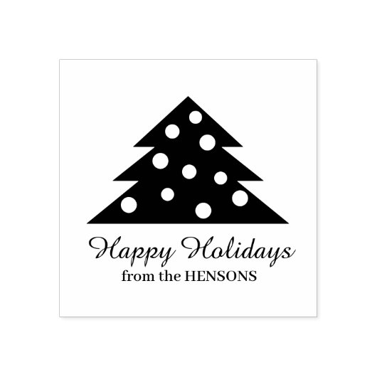 シンプルクリスマスツリーファミリー名スクリプトホリデー ラバースタンプ (インプリント)