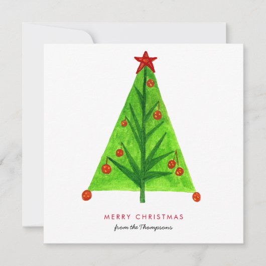 シンプルクリスマスツリーホリデーカード ノートカード (正面)