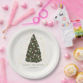 シンプルクリスマスツリーホワイト紙プレート ペーパープレート (パーティー)